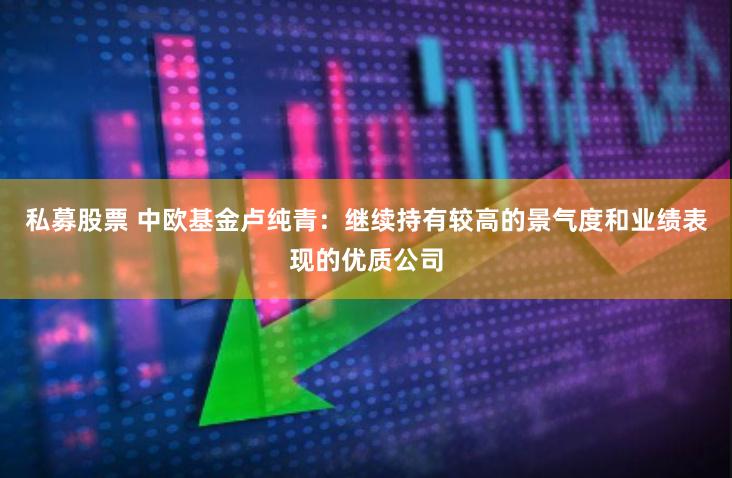 私募股票 中欧基金卢纯青：继续持有较高的景气度和业绩表现的优质公司