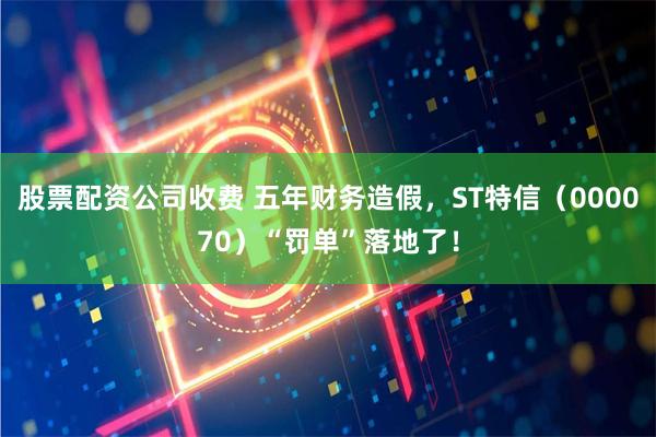 股票配资公司收费 五年财务造假，ST特信（000070）“罚单”落地了！