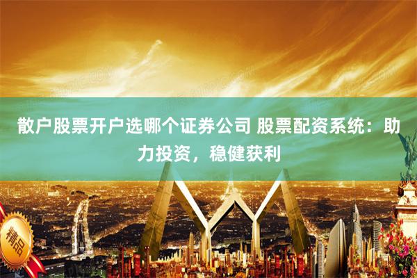散户股票开户选哪个证券公司 股票配资系统：助力投资，稳健获利